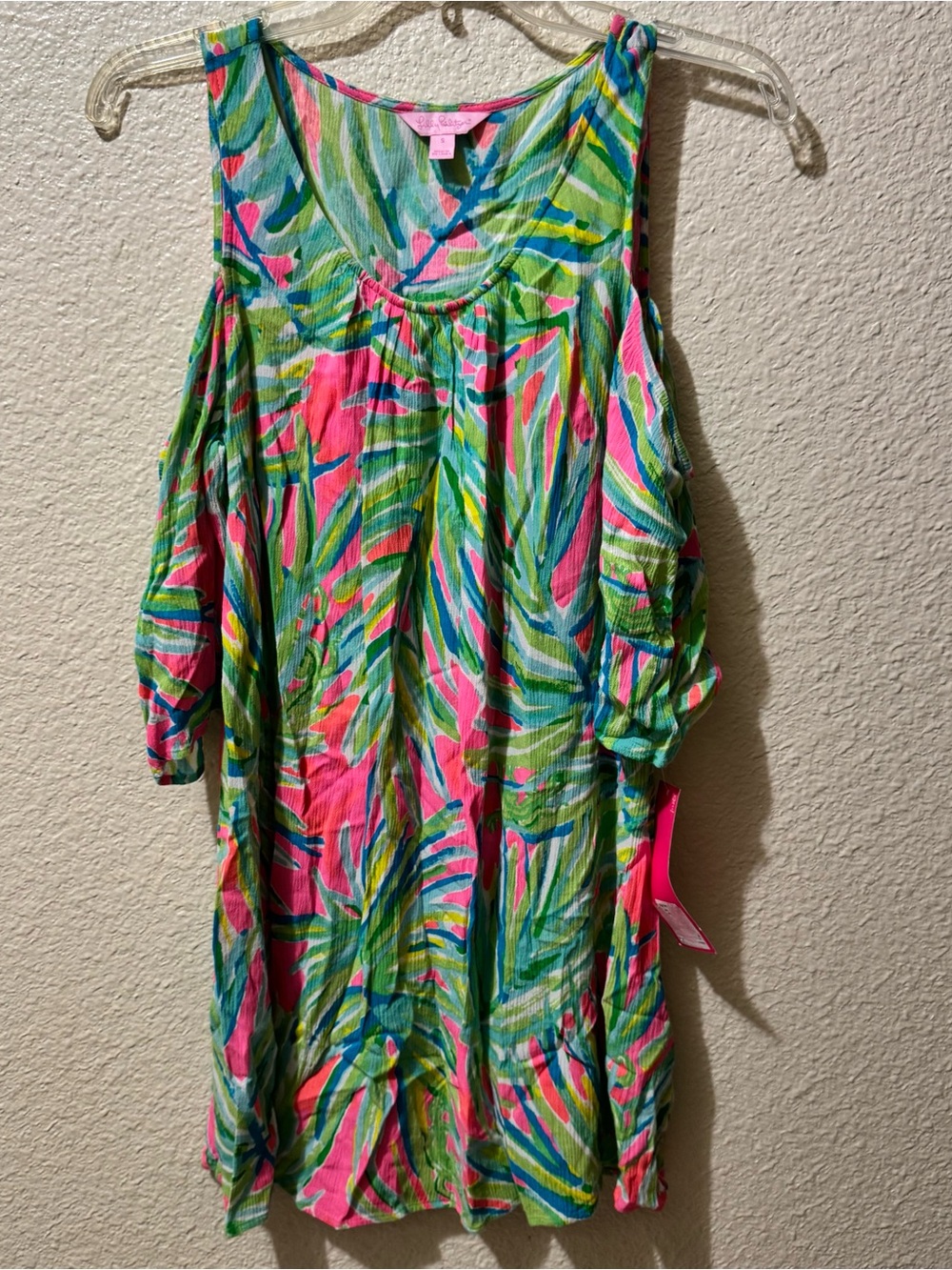 NWT Lily Pulitzer Bright Tropical Print Cold-Shoulder Top S